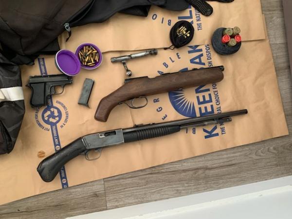 Firearms found during a search warrant. 