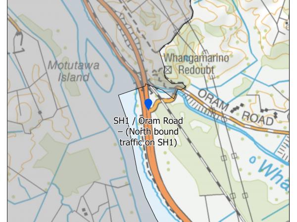 SH1 / Oram Road – (North bound traffic on SH1)