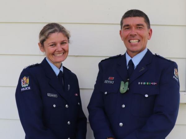 Superintendent Scott Fraser (right) with Taranaki Area Commander Inspector Belinda Dewar.  