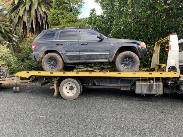 A Jeep Cherokee was restrained from the address