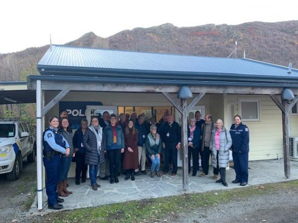 Police and community volunteers at the reopening of the Arrowtown Police Station on 30 May 2022 