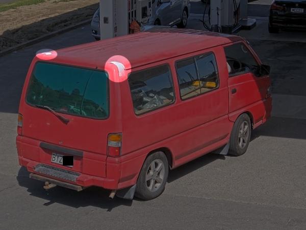 Red van sought by Police, highlighted features