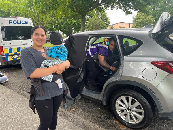 Hayley and her whānau attending the clinic
