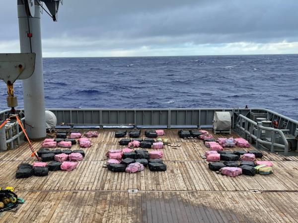 Eighty-one bails were brought back to Auckland aboard HMNZS Manawanui. Photo / NZDF