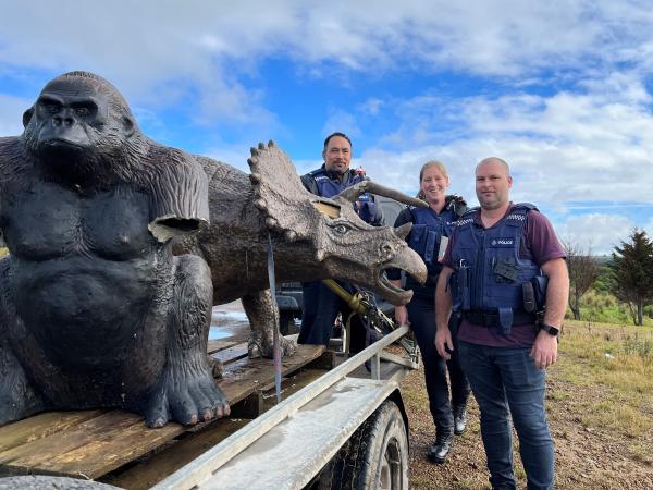 ‘Sophie’ the dinosaur, and her life-size gorilla friend were located at one of the addresses