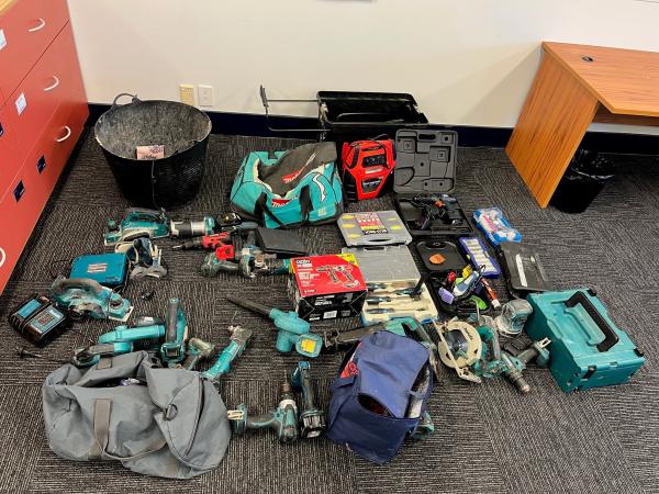 Police recovered a number of stolen tools.