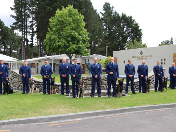 Graduates and trainers of the Patrol Dog course December 2023