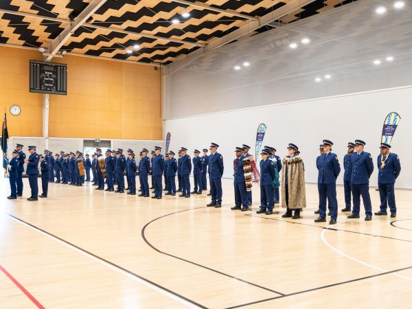A recruit wing at the arena in Porirua for a graduation.