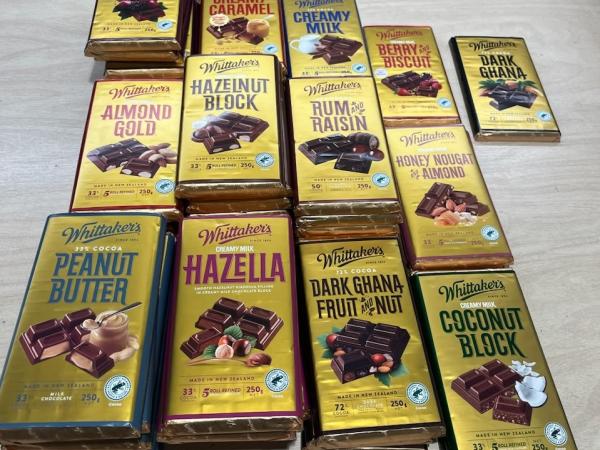 Police recovered more than 50 stolen chocolate bars during a search warrant