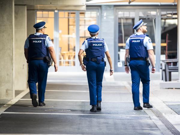 Police walking street