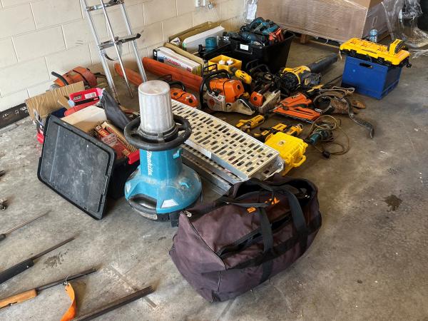 Some of the stolen property and firearms seized by Police. 