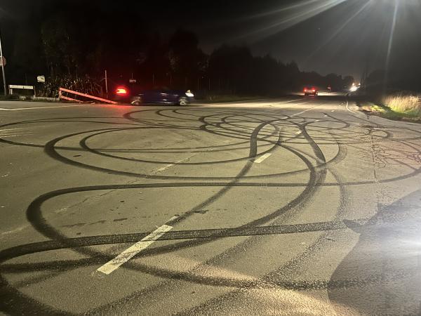The state of a Canterbury road following a gathering by anti-social road users. 
