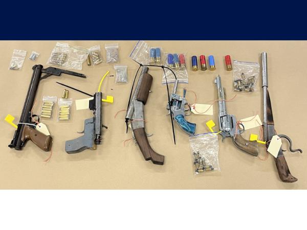 Police recovered six firearms during the search warrant.