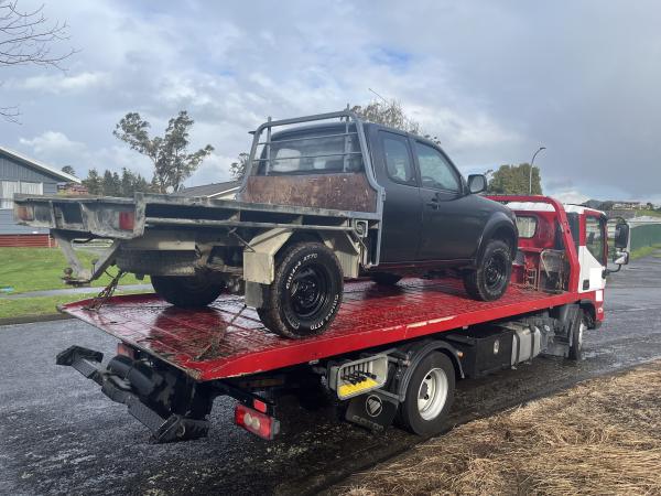 Police recover the ute believed to have been involved in ramming a Police car at the weekend. 