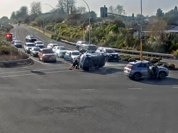 Crash scene at intersection of Pukete and Wairere Drive