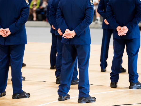Graduating police officers on parade
