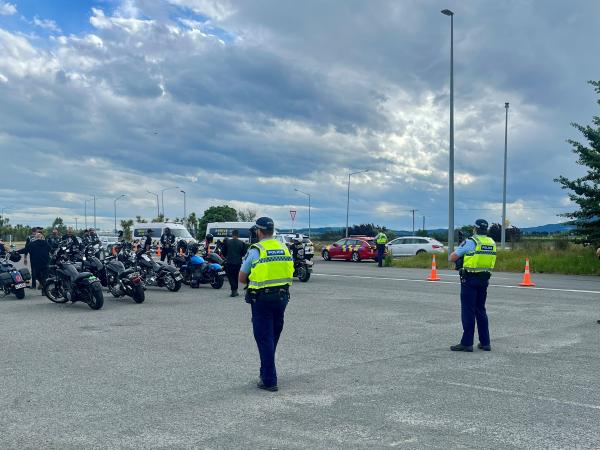 Mongols members and associates stop for Police at a checkpoint in Glasnevin.