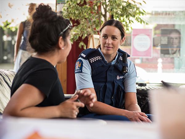 Casual chat female officer
