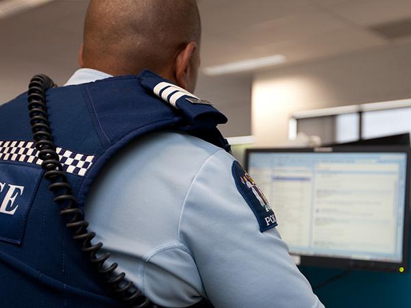 Sergeant on computer