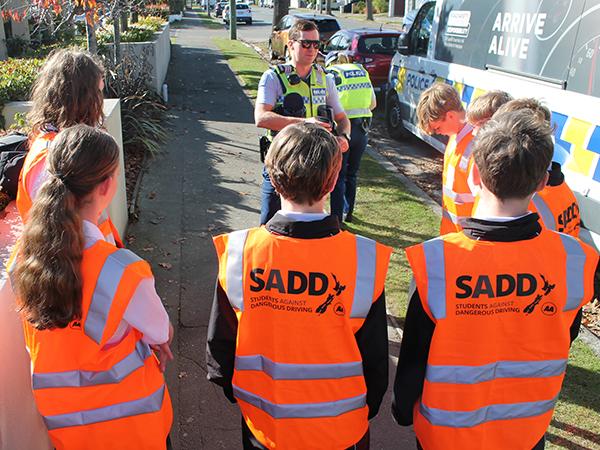 SADD road safety group with Police 