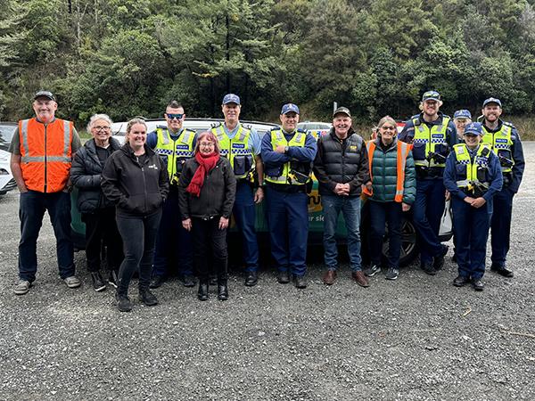 Police, FENZ and St John's staff at the Driver Reviver stop. 