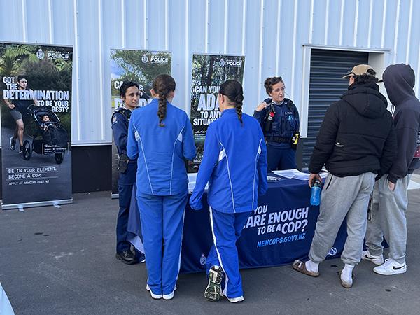 Police information stand at a recruitment event in Hawke's Bay.