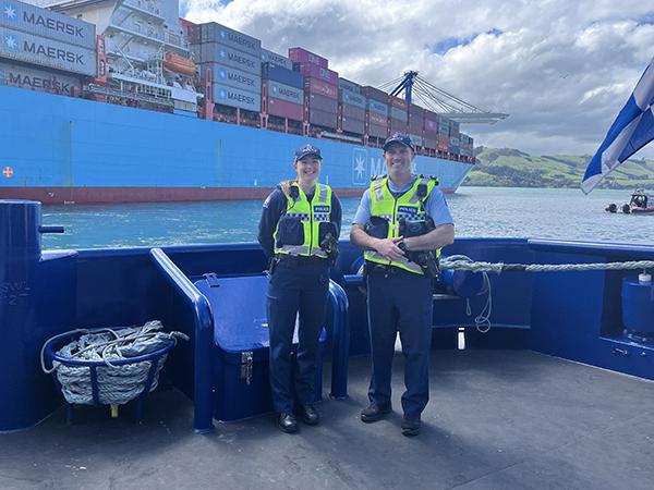Constable Chelsea and Sergeant Ty at the port