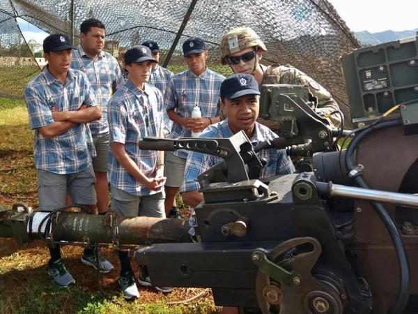 Some of the YES boys, with Anton in the front, at Schofield Barracks, Honolulu.