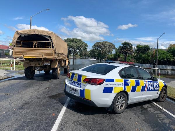 An Army Unimog is being used to reach residents needing assistance.