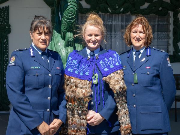 Deputy Commissioner Tania Kura, Superintendent Jeanette Park and Assistant Commissioner Sue Schwalger at Friday's Pōwhiri 