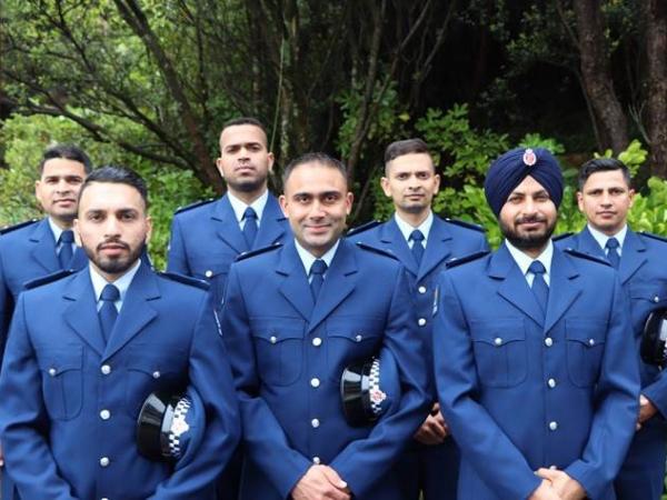 Indian-born Constables, from left: Shonit Chandra; Gurdeep Singh; Sachin Khichi; Harmanjot Singh; Aditya Pednekar;  Jodh Singh; 