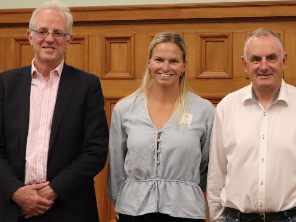Greg O'Connor MP, Constable Rachel Clarke and the Speaker of the House, Rt Hon Trevor Mallard.