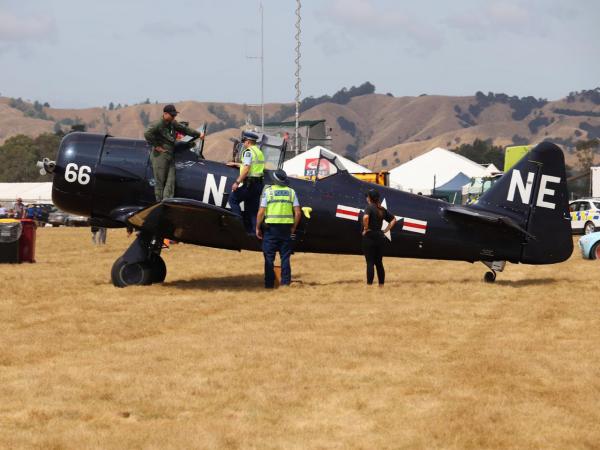 Walking the beat also included checking out the aircraft on display.