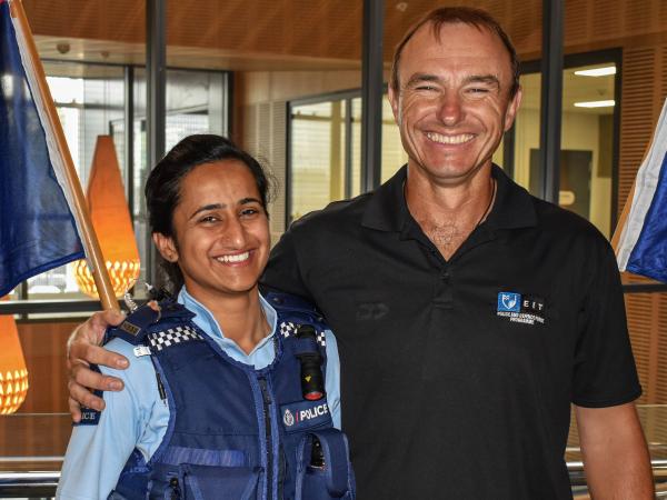 Raman with EIT Services Pathway Programme tutor Andrew McCrory.
