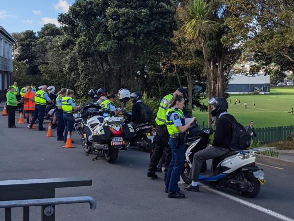 Moped checkpoints were set up to help educate students about road safety and encourage safe riding behaviour.