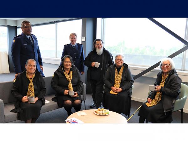Kapu tī time for members of Ngāti Whātua Ōrākei, with Senior Sergeant Ivan Sarich and Sergeant Tracey Sarich. 