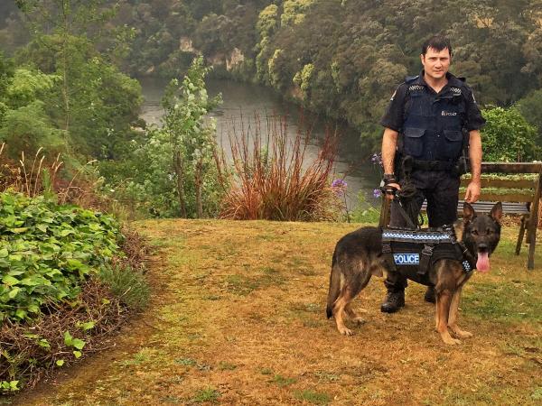 Duke and Scott Robinson on the job in their last day in Waikato before being promoted