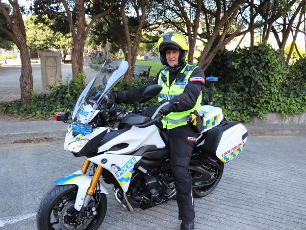 Senior Constable John McGrail on the new Yamaha.