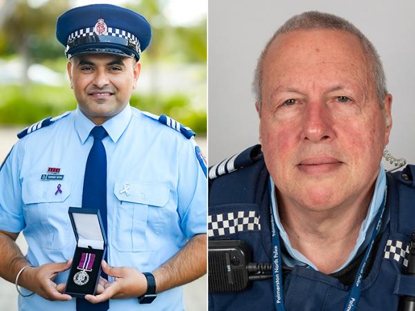 Sergeant Gurpreet Arora MNZM (left) and Sergeant Andy Brooke QSM.