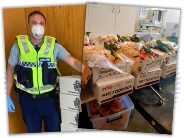 Constable John Malpas , and RRT food boxes under preparation.