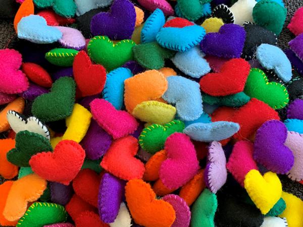 Some of Annie's handmade felt hearts