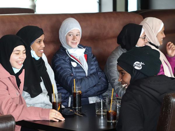 Members of the Muslim girls group at the welcome event.