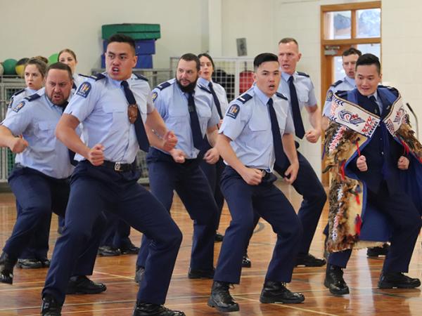 Wing 346 performing the haka.