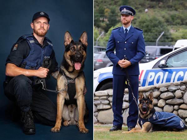 Josh and Lenix in the studio, and on parade at their graduation. Photos: Jane Dunn