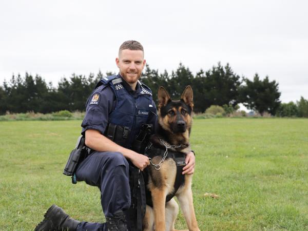 2021's top trainee dog team and winners of the Overton Cup - Constable Josh Yeoman and Lenix.
