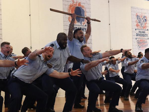 The stunning haka was led by Constable Tama Tukaki.