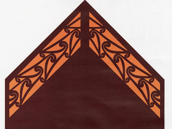 The puhoro design, one of two which top the pou. 