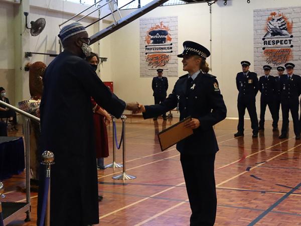 Second in wing, Constable Friederike Faber, receives the Patron's Award.