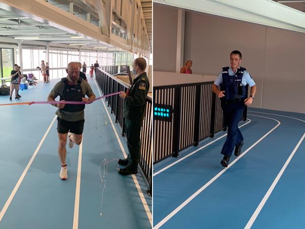 Constable Marc Kiely ran for four hours wearing a 20kg vest and Detective Constable Brent Menzies ran 30km in full uniform.