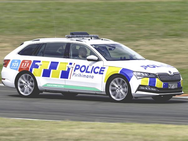 The PHEV being put through its paces at Manfeild. Photos: Rob Neil and Jo Haywood, NZ Police